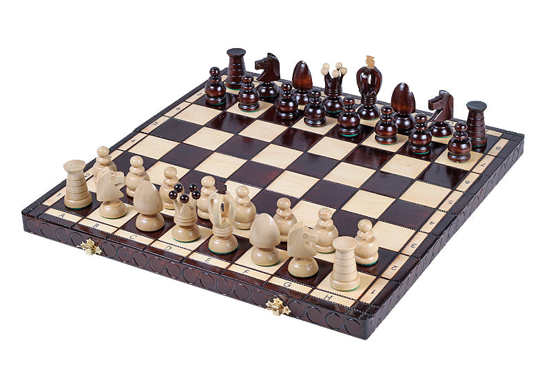 Jeu d'Echecs ROYAL en bois de charme, de grande taille (44 x 44cm) - Ensemble Complet