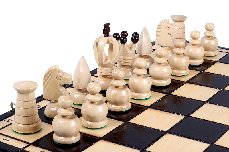 Jeu d'Echecs ROYAL en bois de charme, de grande taille (44 x 44cm) - Ensemble Complet