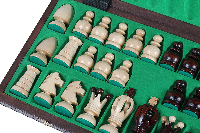 Jeu d'Echecs ROYAL en bois de charme, de grande taille (44 x 44cm) - Ensemble Complet