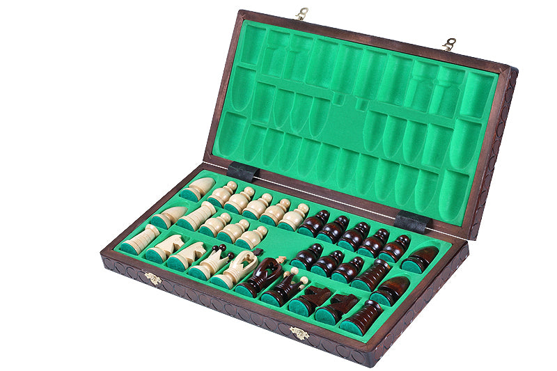 Jeu d'Echecs ROYAL en bois de charme, de grande taille (44 x 44cm) - Ensemble Complet