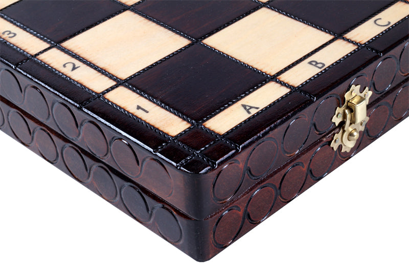Jeu d'Echecs ROYAL en bois de charme, de grande taille (44 x 44cm) - Ensemble Complet