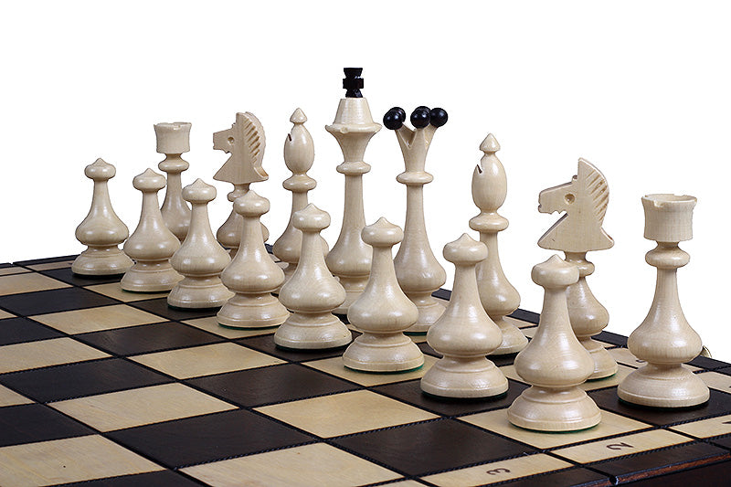Jeu d'Echecs BESKID en bois de charme, de grande taille  (49 x 49cm) - Ensemble Complet