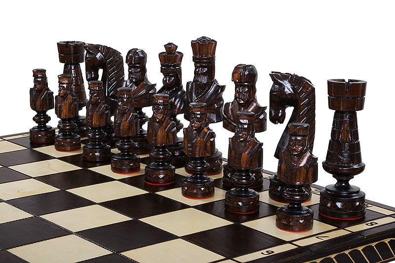 Jeu d'échecs en bois sculpté CESAR LARGE de grande taille  (85 x 85 cm)