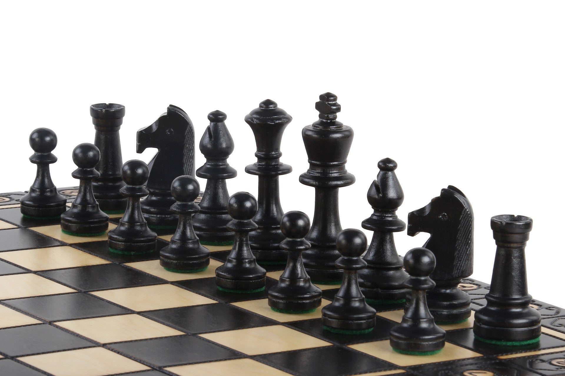 Jeu d'échecs CONSUL Black en bois de charme, de grande taille (48 x 48cm) - Ensemble Complet, couleur noire