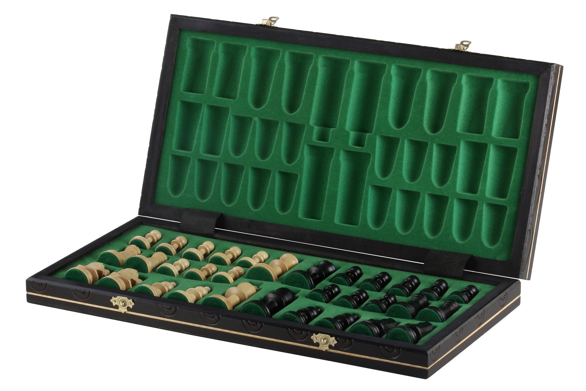 Jeu d'échecs CONSUL Black en bois de charme, de grande taille (48 x 48cm) - Ensemble Complet, couleur noire