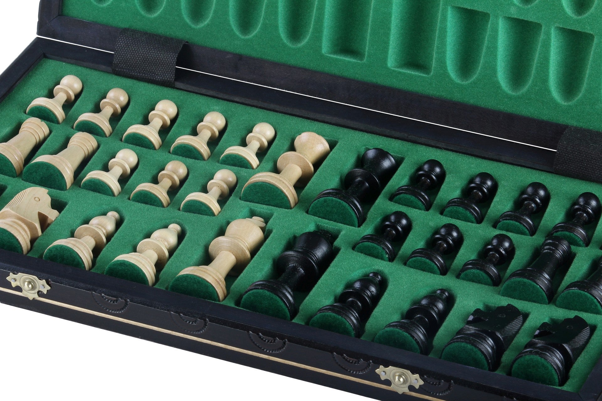 Jeu d'échecs CONSUL Black en bois de charme, de grande taille (48 x 48cm) - Ensemble Complet, couleur noire