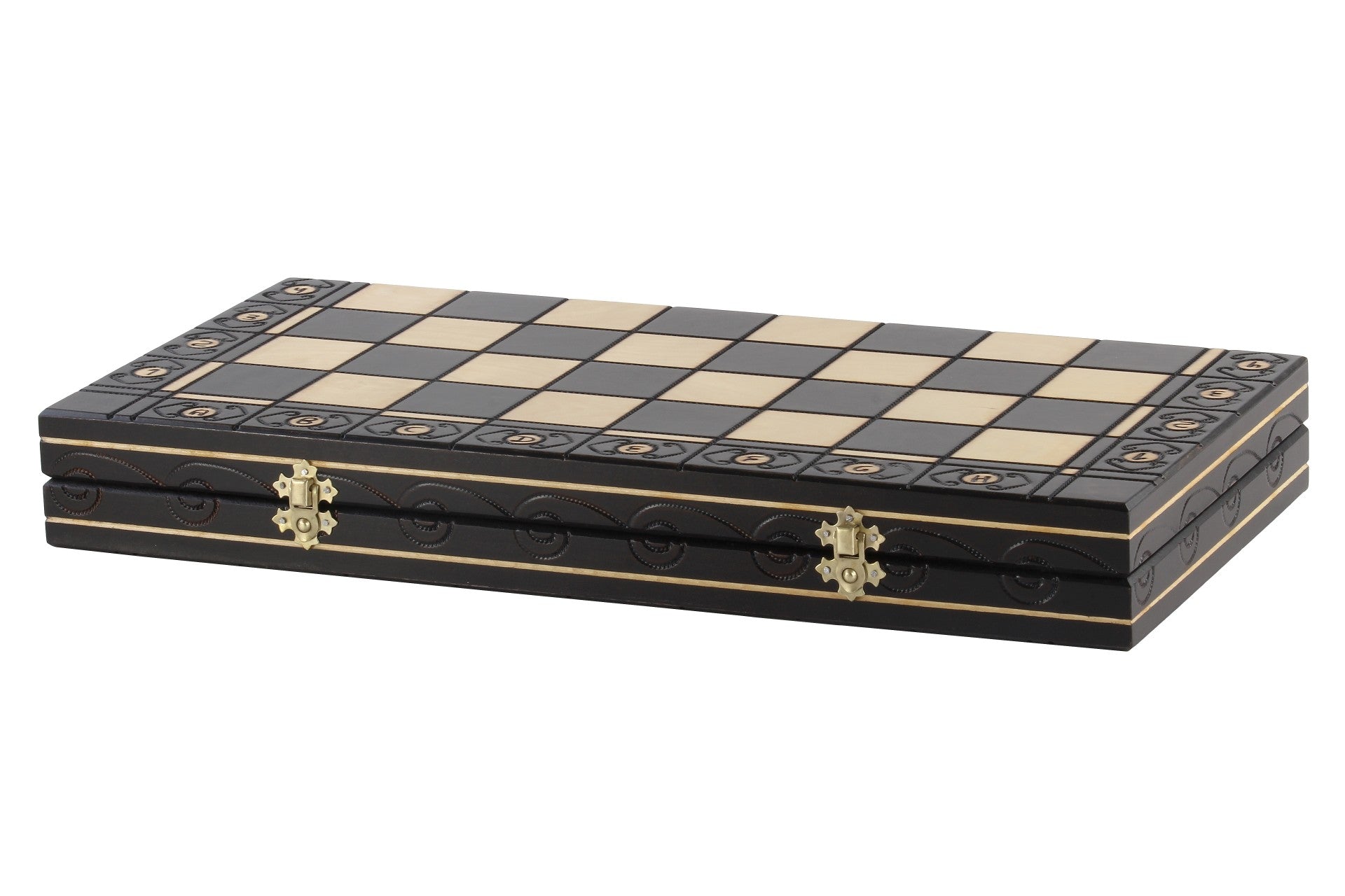 Jeu d'échecs CONSUL Black en bois de charme, de grande taille (48 x 48cm) - Ensemble Complet, couleur noire