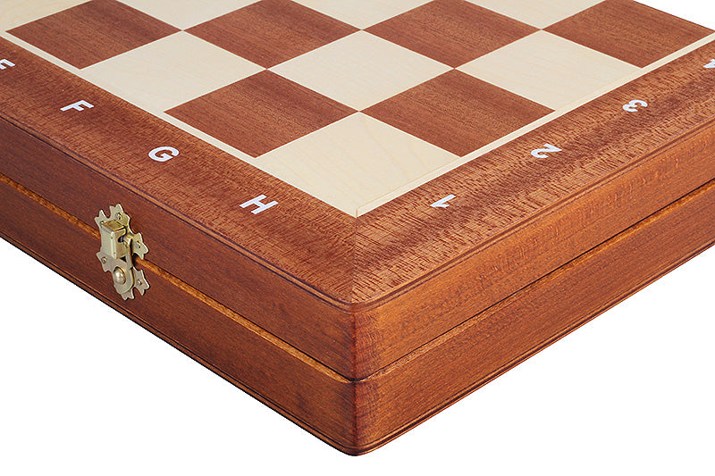 Jeu d'échecs de tournoi avec les pièces German Knight (Timeless) en bois d'acacia et buis de taille 5 (48x48cm) - L'ensemble complet