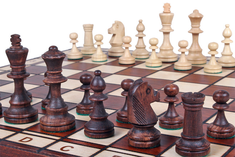 Jeu d'échecs JUPITER en bois de charme, de taille moyenne (42 x 42cm) - Ensemble Complet