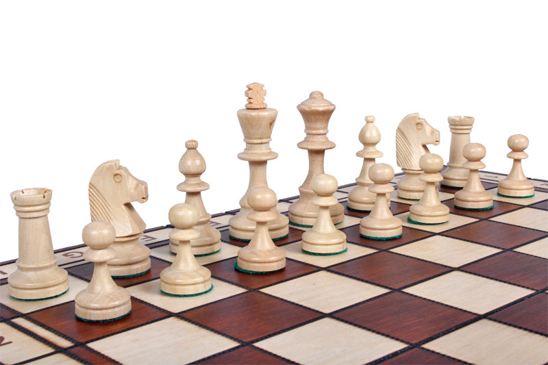 Jeu d'échecs JUPITER en bois de charme, de taille moyenne (42 x 42cm) - Ensemble Complet
