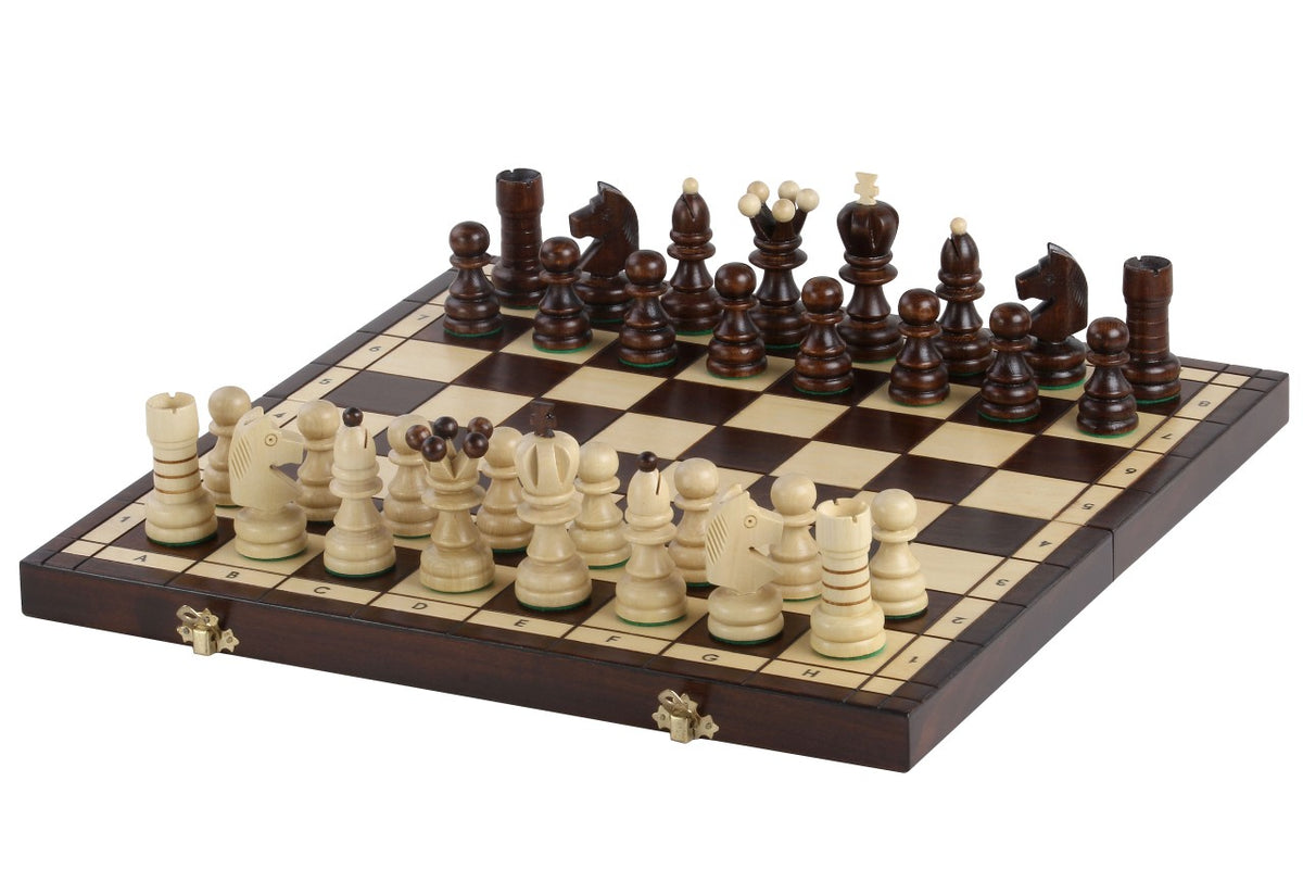 Jeu d'échecs PERLE en bois de charme, de grande taille (42 x 42cm) - Ensemble Complet