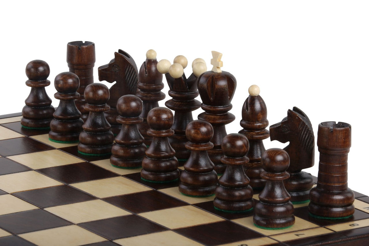 Jeu d'échecs PERLE en bois de charme, de grande taille (42 x 42cm) - Ensemble Complet