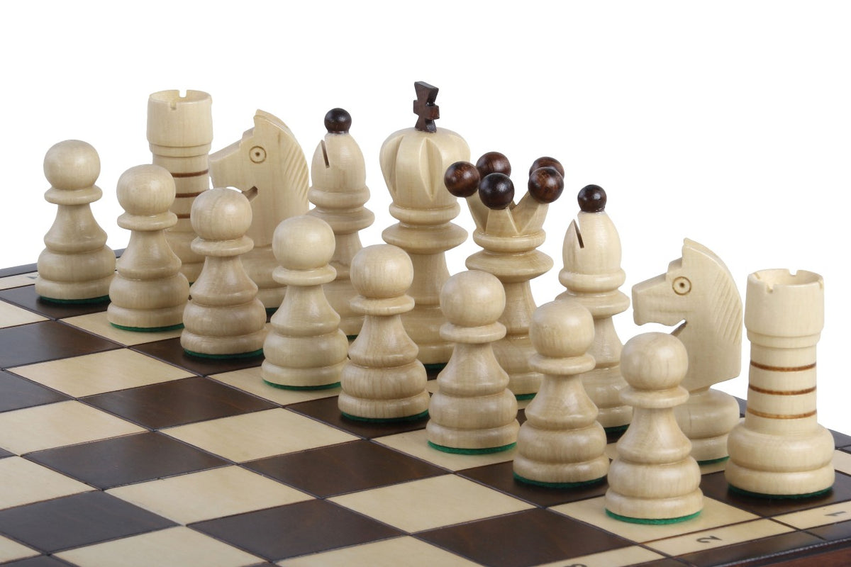 Jeu d'échecs PERLE en bois de charme, de grande taille (42 x 42cm) - Ensemble Complet