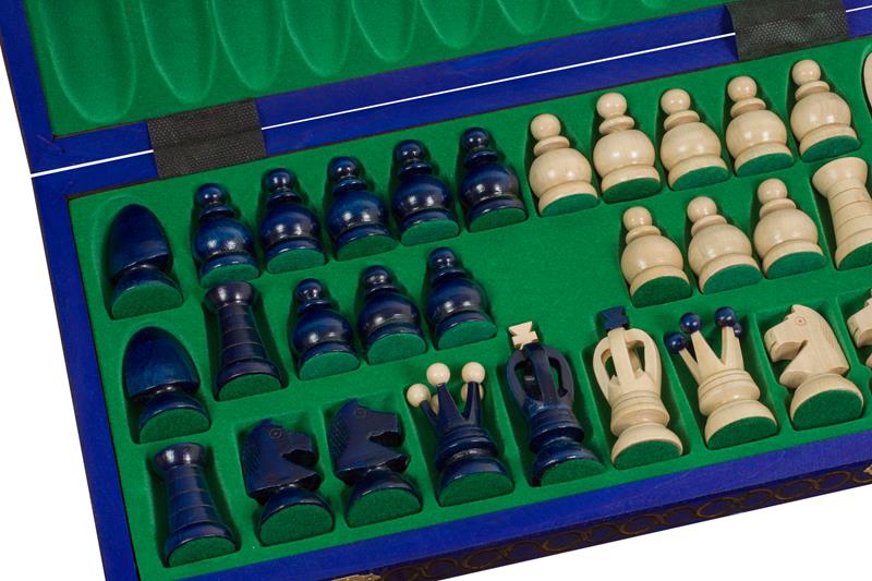 Jeu d'échecs ROYAL Saphir III en bois de charme, de grande taille (44 x 44cm) - Ensemble Complet