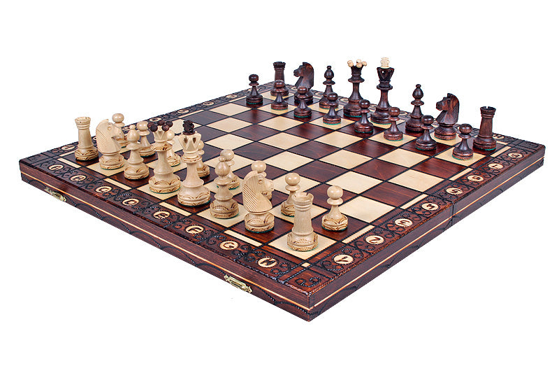 Jeu d'échecs SENATEUR en bois de charme, de taille moyenne (41 x 41cm) - Ensemble Complet