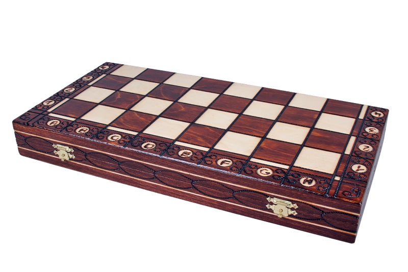 Jeu d'échecs SENATEUR en bois de charme, de taille moyenne (41 x 41cm) - Ensemble Complet