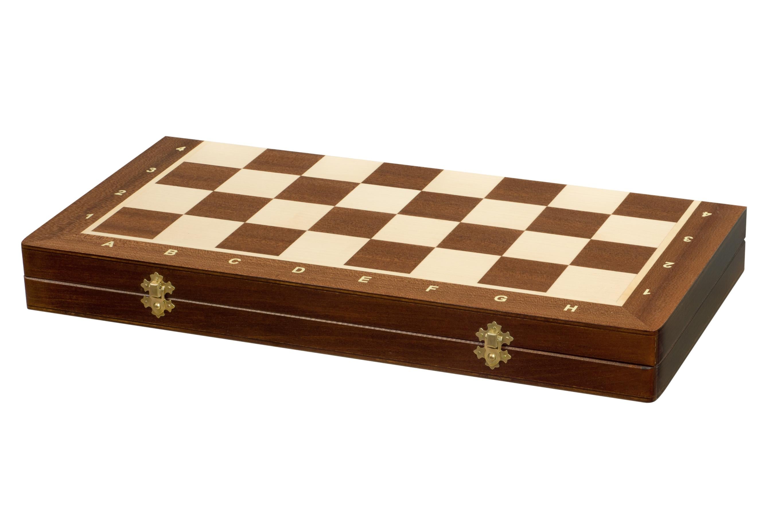 Jeu d'échecs de tournoi avec les pièces German Knight Acacia de taille 6 (54x54cm) - L'ensemble complet