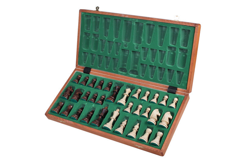 Jeu d'échecs DE TOURNOI No 6 en bois de charme avec l'échiquier en marqueterie de bois d'acajou et sycomore, de grande taille (54 x 54cm) - Ensemble Complet