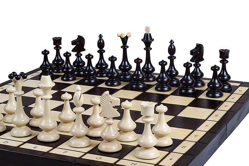 Jeu d'Echecs BESKID en bois de charme, de grande taille  (49 x 49cm) - Ensemble Complet