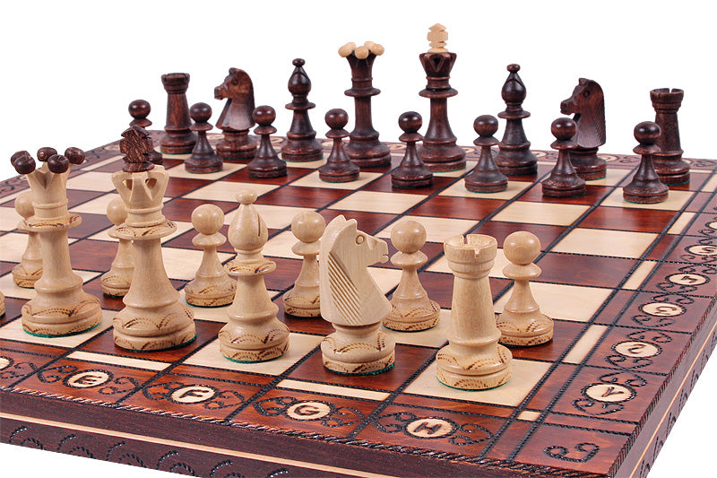 Jeu d'échecs CONSUL en bois de charme, de grande taille (48 x 48cm) - Ensemble Complet