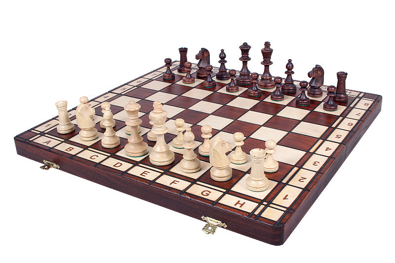 Jeu d'échecs JUPITER en bois de charme, de taille moyenne (42 x 42cm) - Ensemble Complet