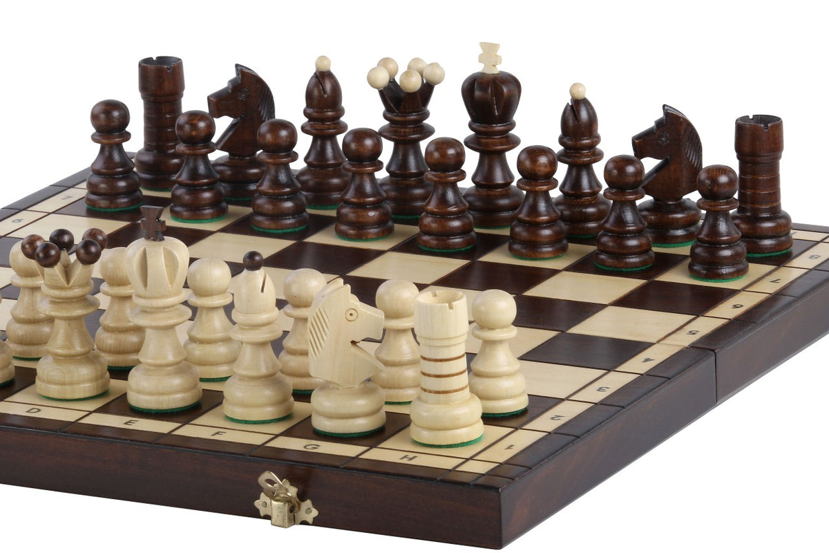 Jeu d'échecs PERLE en bois de charme, de grande taille (42 x 42cm) - Ensemble Complet