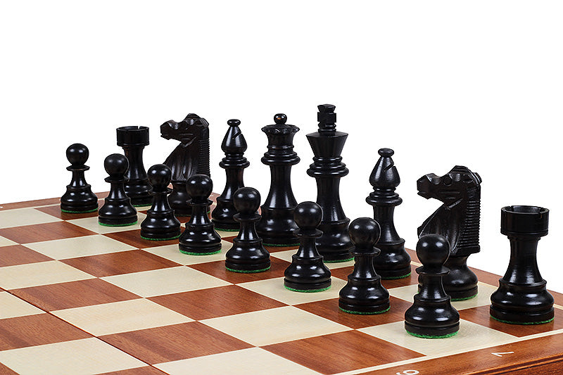 Jeu d'échecs de tournoi avec les pièces French en bois de buis de taille 5 (48x48cm) - L'ensemble complet