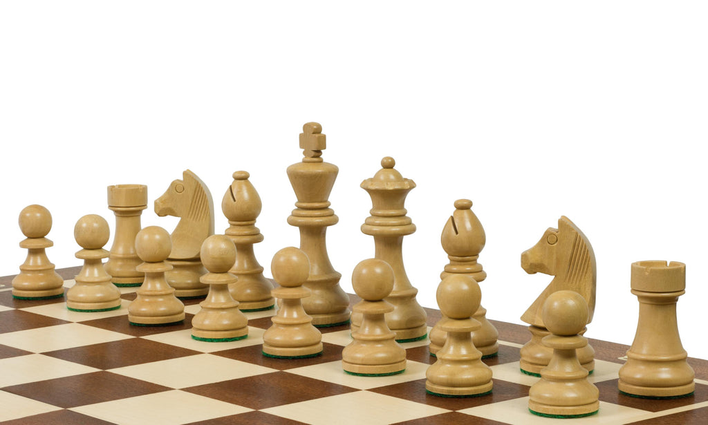 Jeu d'échecs de tournoi avec les pièces German Knight Acacia de taille 6 (54x54cm) - L'ensemble complet