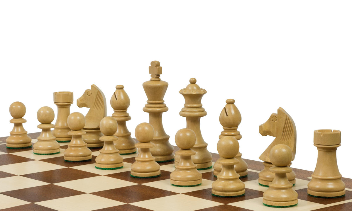Jeu d'échecs de tournoi avec les pièces German Knight Acacia de taille 6 (54x54cm) - L'ensemble complet