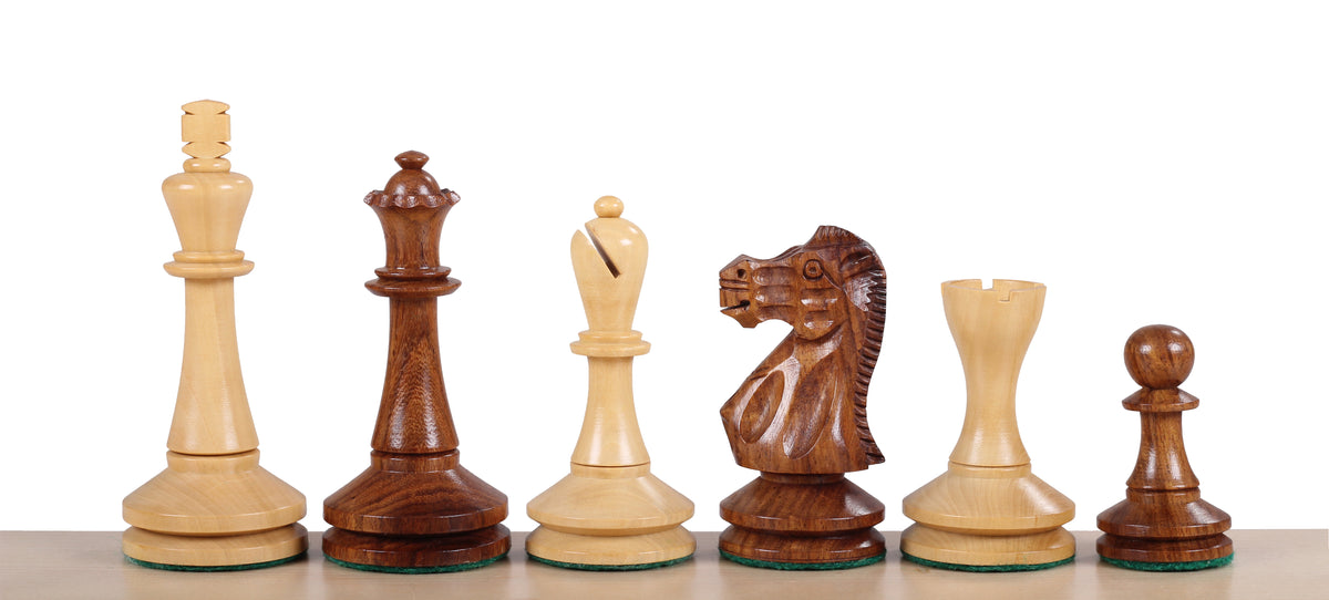 Pièces d'échecs Blackmore en bois d'acacia et de buis - Taille 3,75''