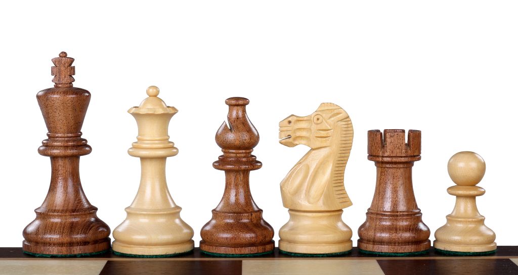 Pièces d'échecs Classic en bois d'acacia et buis  - Taille 3,50''