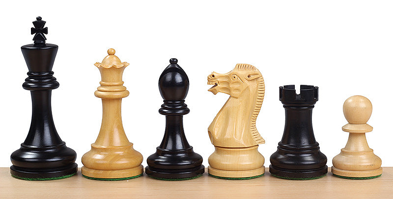 Pièces d'échecs Executive en bois de buis teinté et naturel - Taille 3,75''