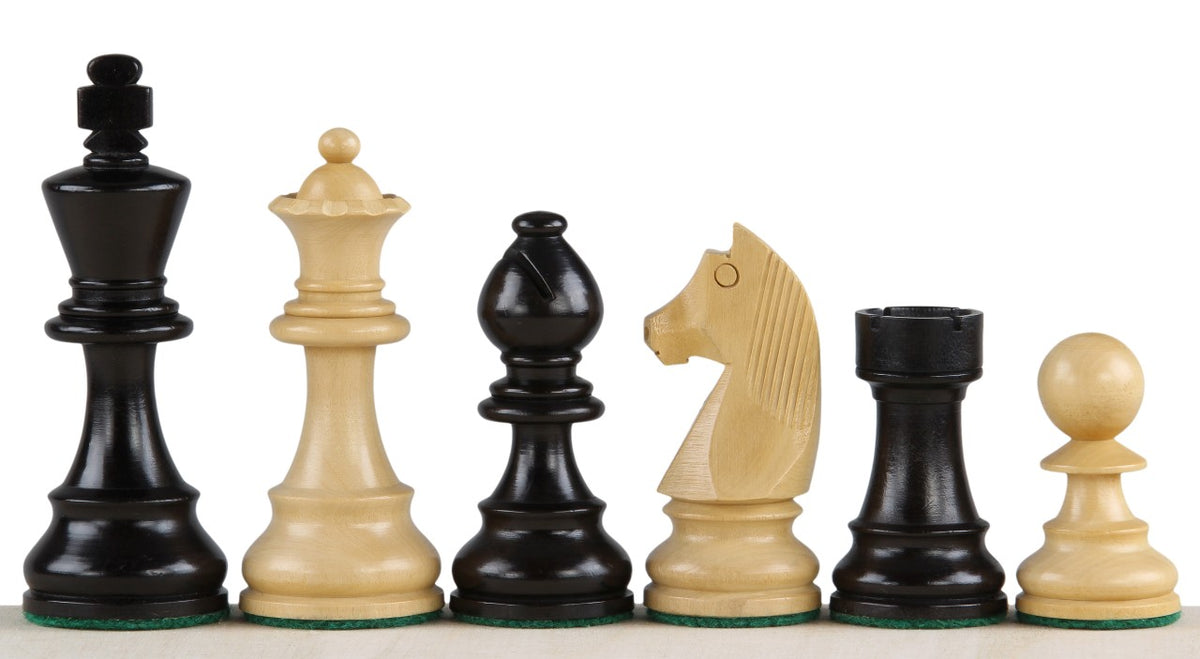 Pièces d'échecs German Knight en bois de buis teinté et naturel - Taille 3,50''