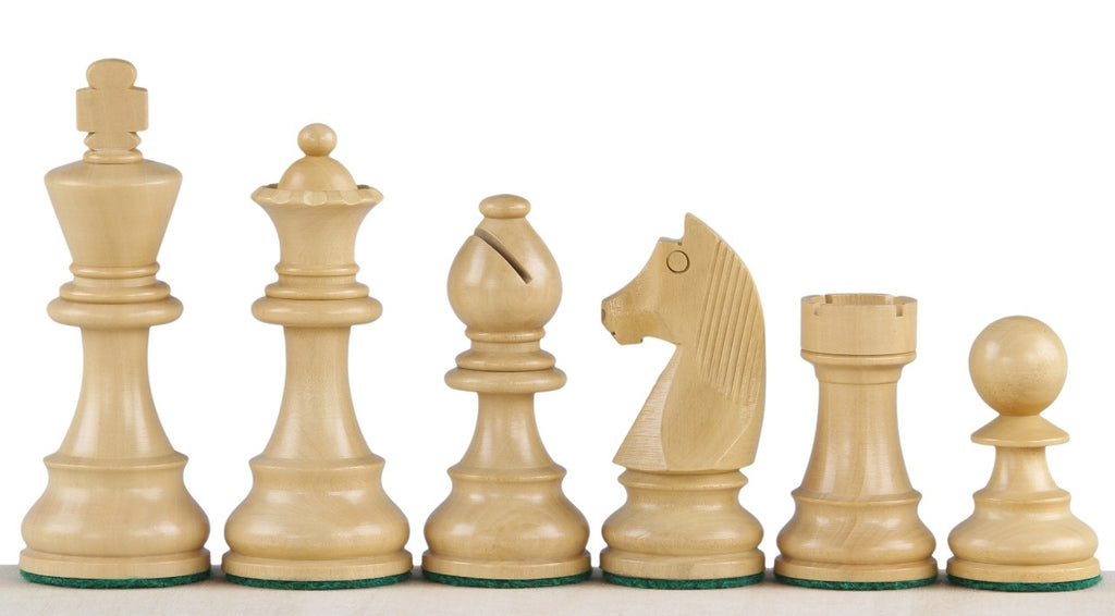 Pièces d'échecs German Knight en bois de buis teinté et naturel - Taille 3,50''