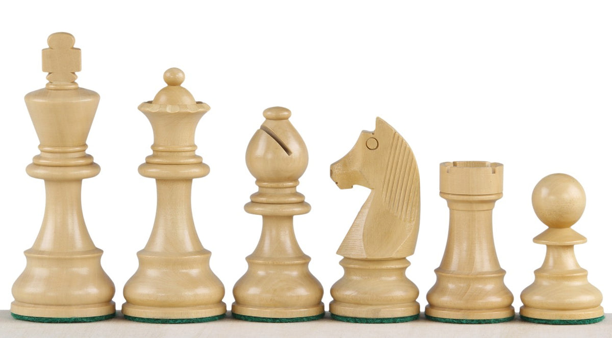 Pièces d'échecs German Knight en bois de buis teinté et naturel - Taille 3,75''