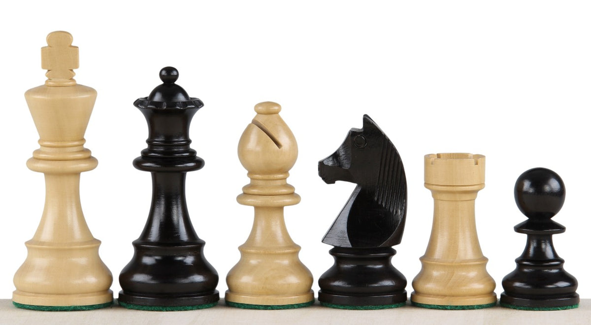 Pièces d'échecs German Knight en bois de buis teinté et naturel - Taille 3,50''