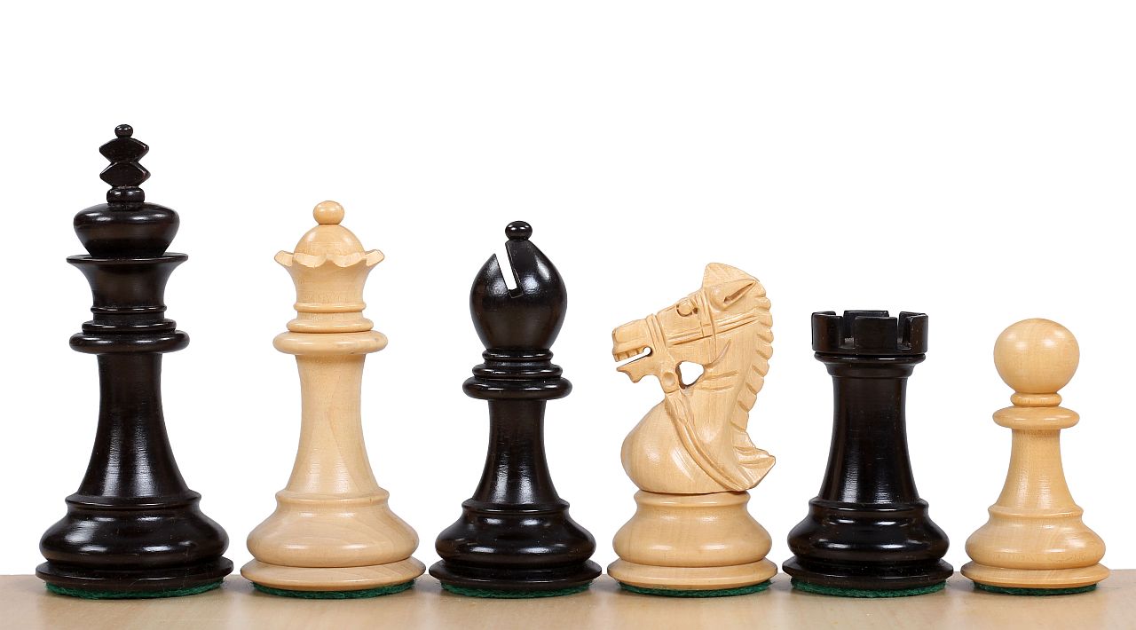 Pièces d'échecs King's Bridal en bois de buis naturel et teinté - Taille 3,50''