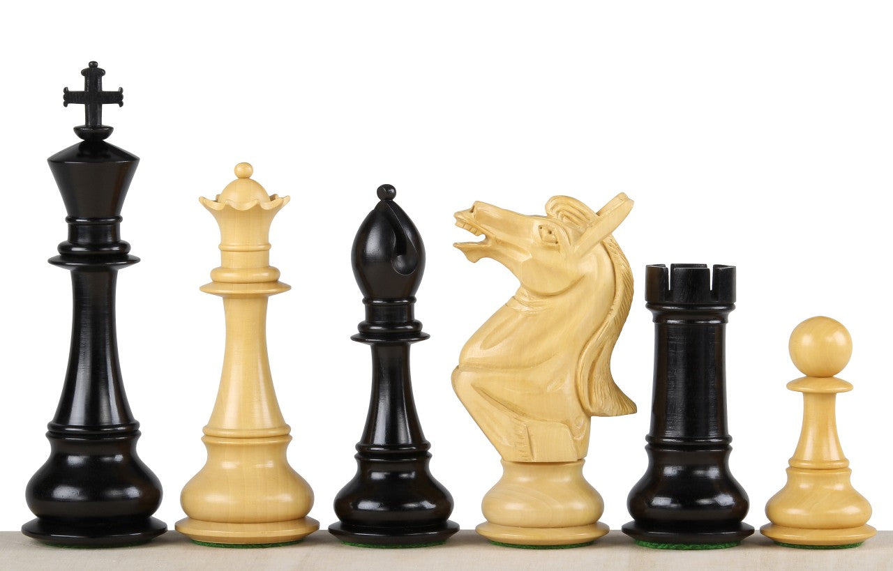 Pièces d'échecs NAPOLEON Ebony en bois d'ébène et de buis - Taille 6,00''