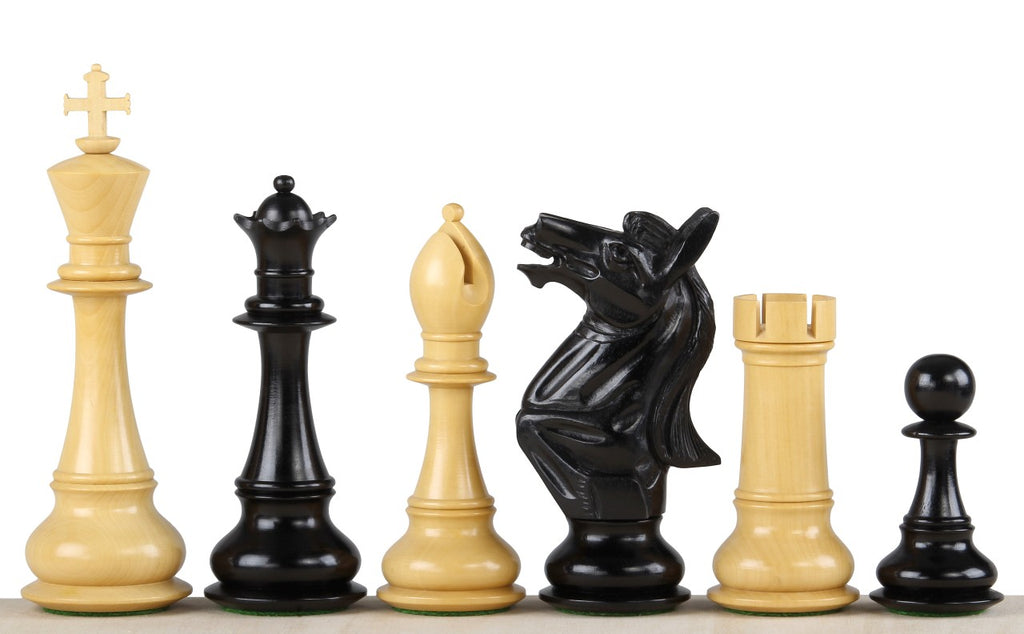 Pièces d'échecs NAPOLEON Ebony en bois d'ébène et de buis - Taille 6,00''