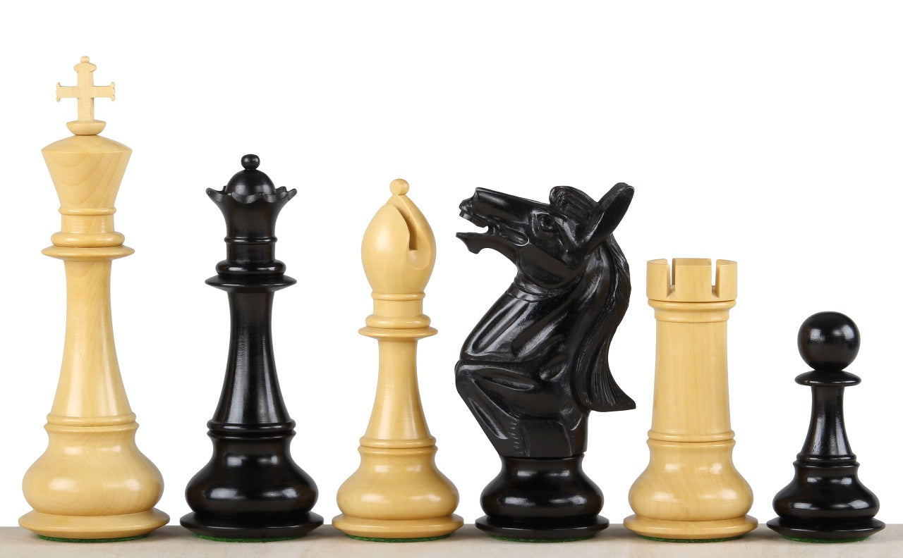 Pièces d'échecs NAPOLEON Ebony en bois d'ébène et de buis - Taille 6,00''