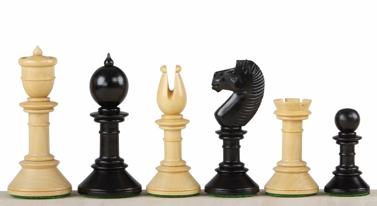Pièces d'échecs Northern Upright en bois de buis teinté et naturel - Taille 3,75''