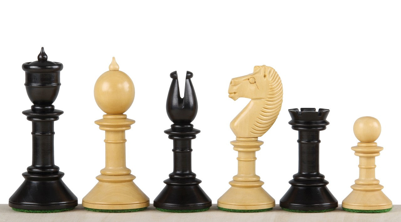 Pièces d'échecs Northern Upright en bois de buis teinté et naturel - Taille 3,75''