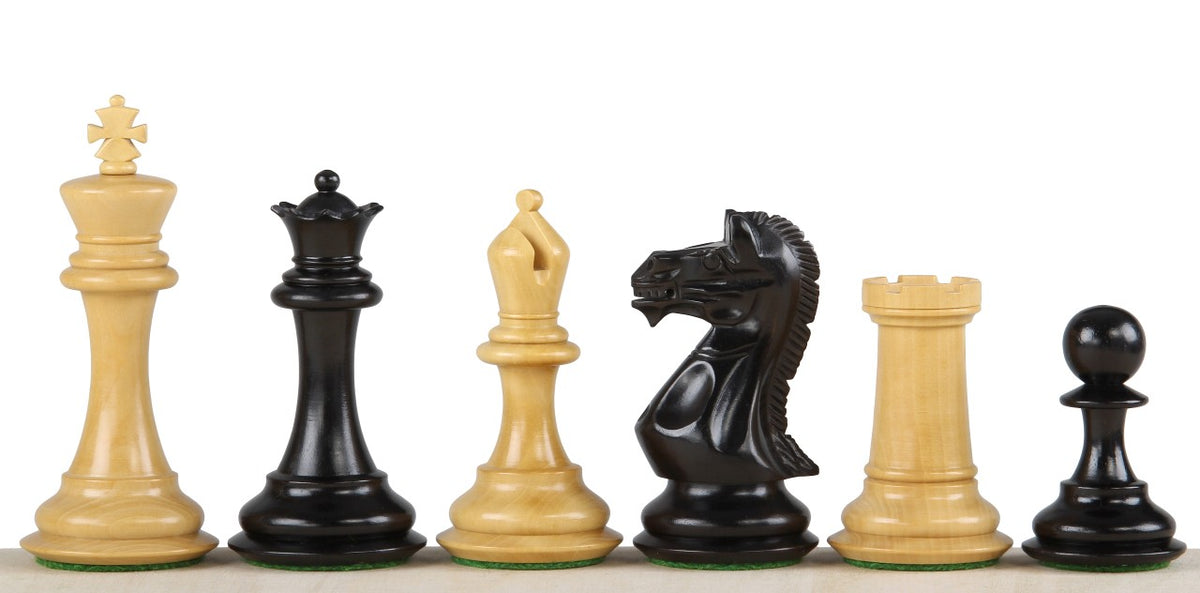 Pièces d'échecs Potish Head Ebony en bois d'ébène et de buis - Taille 3,75''