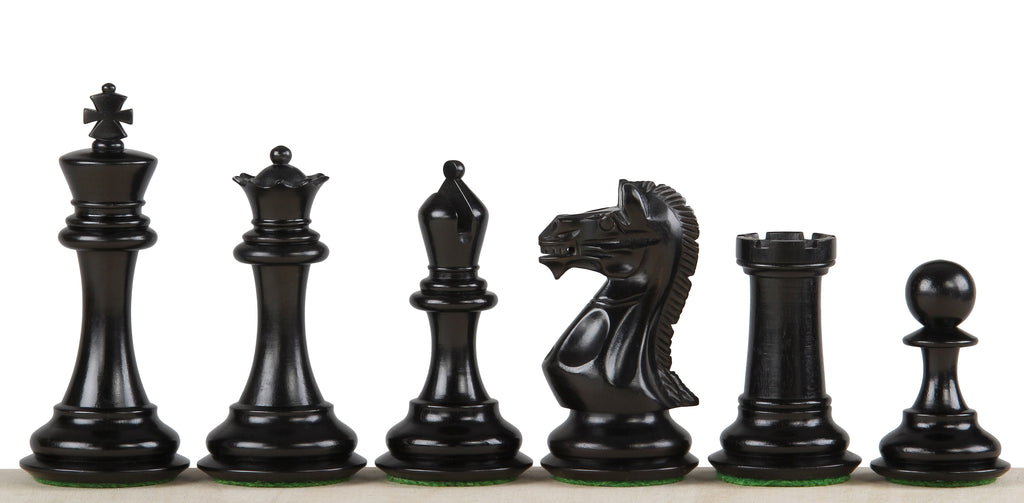 Pièces d'échecs Potish Head Ebony en bois d'ébène et de buis - Taille 3,75''