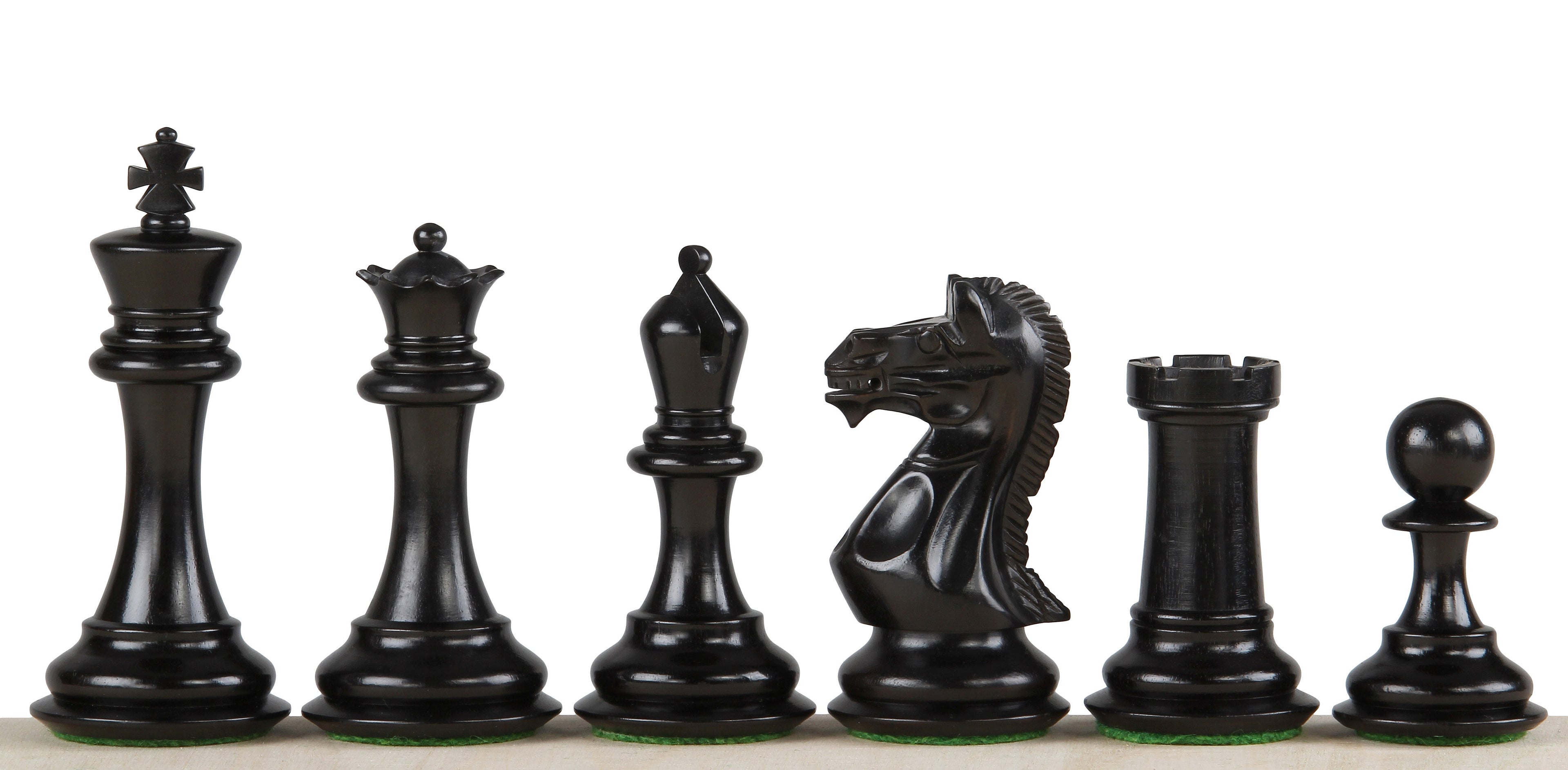 Pièces d'échecs Potish Head Ebony en bois d'ébène et de buis - Taille 3,75''