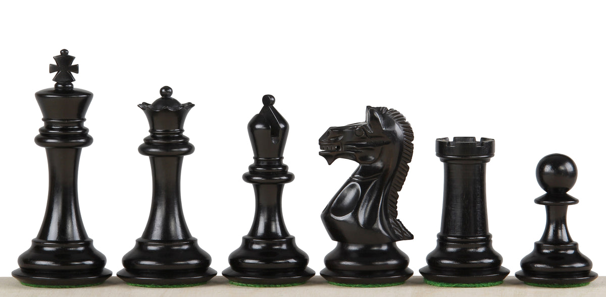 Pièces d'échecs Potish Head Ebony en bois d'ébène et de buis - Taille 3,75''