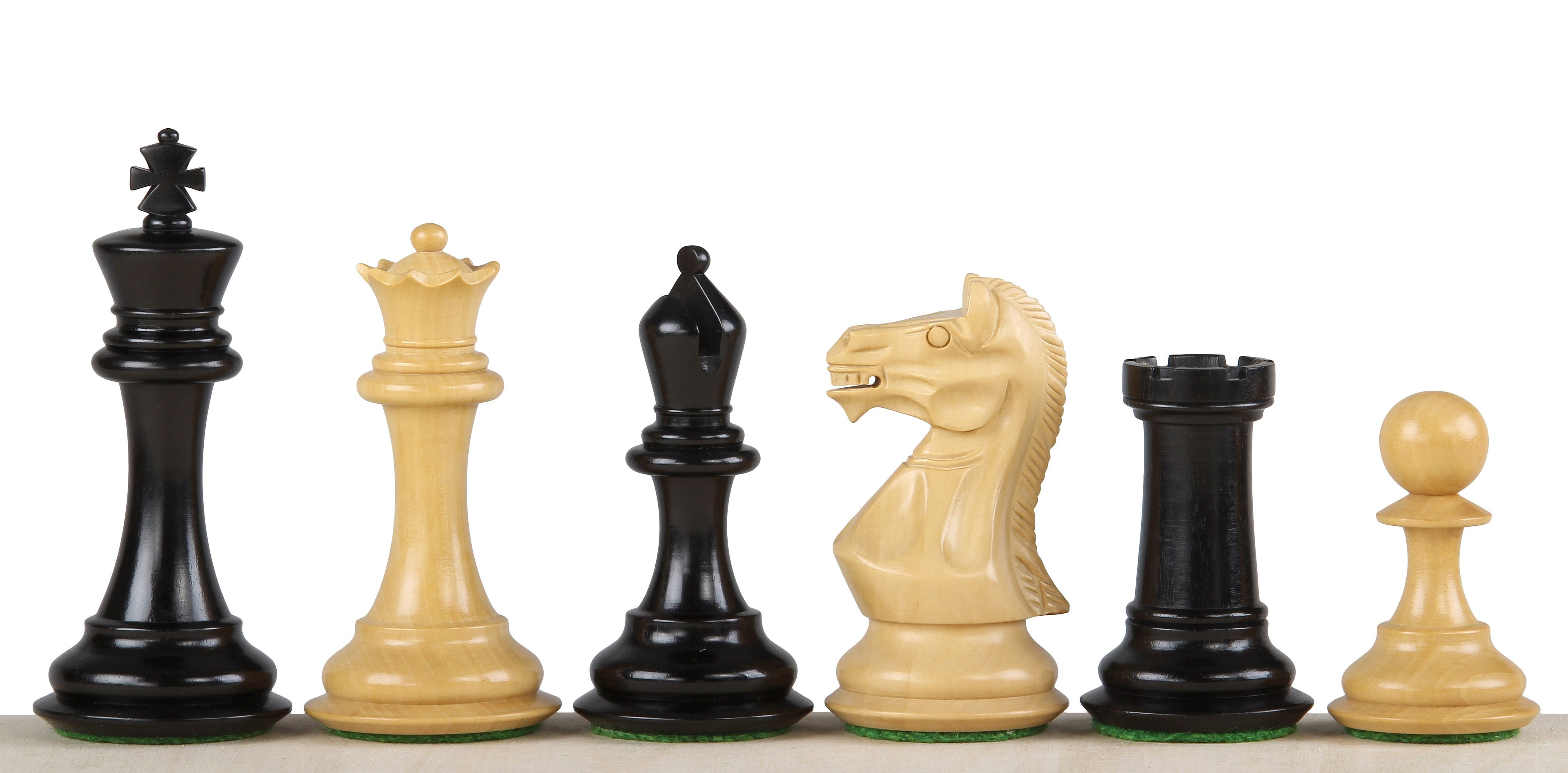 Pièces d'échecs Potish Head Ebony en bois d'ébène et de buis - Taille 3,75''