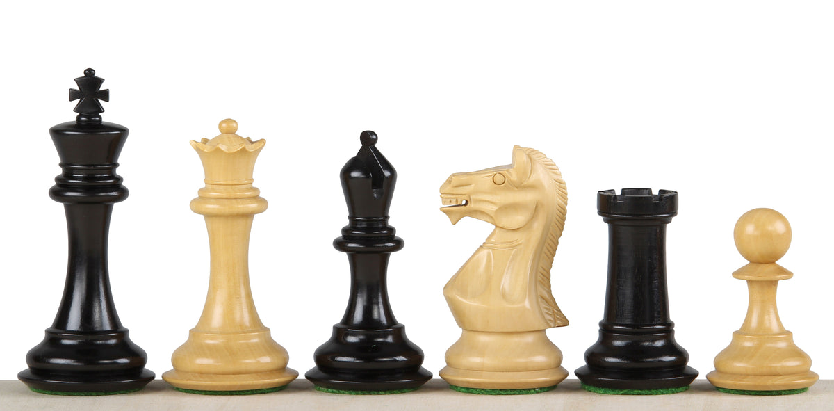 Pièces d'échecs Potish Head Ebony en bois d'ébène et de buis - Taille 3,75''