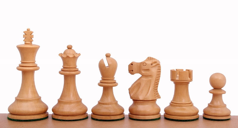 Pièces d'échecs Reykjavik en bois de buis teinté et naturel - Taille 3,50''