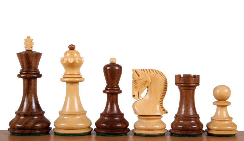 Pièces d'échecs Zagreb en bois d'acacia et de buis - Taille 3,50''